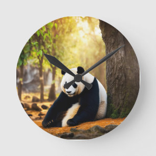 Panda in Gedachten – Vreedzame Boom-Reflectie T Ronde Klok