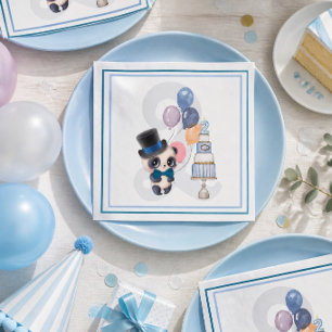 Panda in hoge hoed Baby's 2e verjaardag Servet