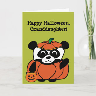 Panda in pompoen kostuum Trick or treat Kaart