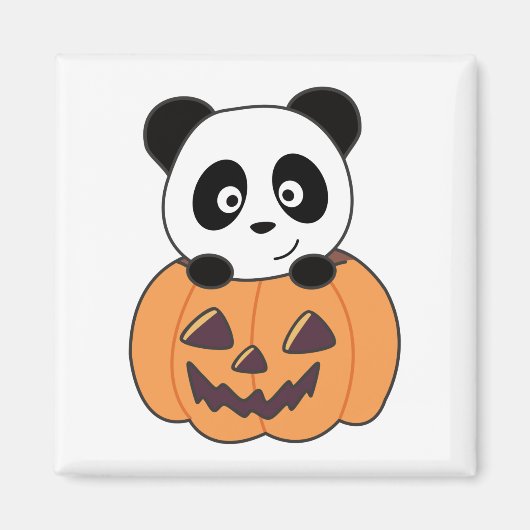 Panda In Pompoen Zoete Panda's Gelukkig Halloween Magneet (Voorkant)