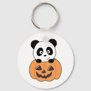 Panda In Pompoen Zoete Panda's Gelukkige Halloween Sleutelhanger