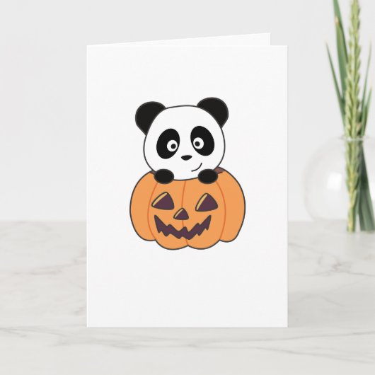 Panda in Pumpkin Sweet Pandas Happy Halloween Kaart (Voorkant)