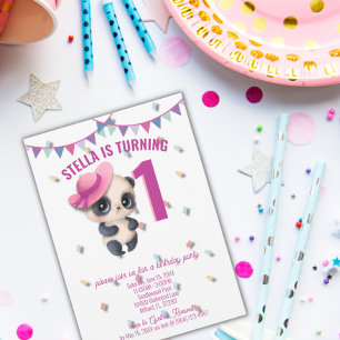 Panda in roze Pet - Aangepersonaliseerde verjaarda Kaart