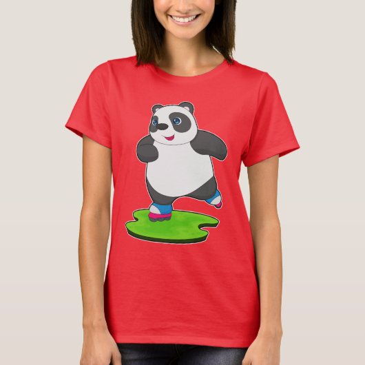 Panda Inline schaatsen Inline schaatsen Sport T-shirt (Voorkant)