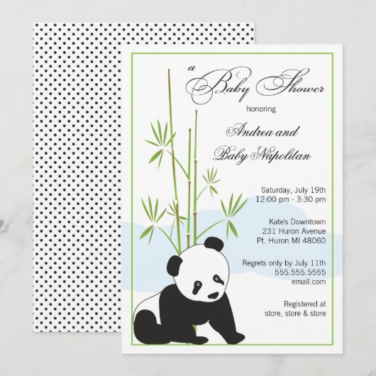 Panda| Invitations de douches pour bébés (Devant / Derrière)