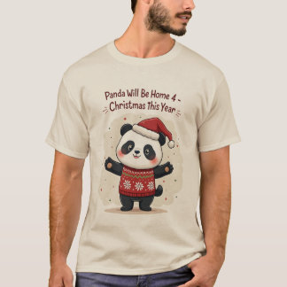 Panda is dit jaar thuis met Kerstmis T-shirt