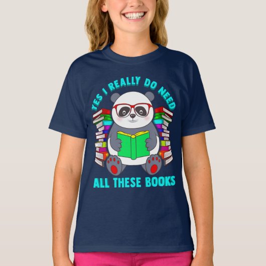 Panda Ja, ik heb echt al die boeken nodig T-shirt (Voorkant)