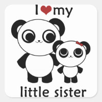 Panda - J'aime ma petite soeur - autocollant