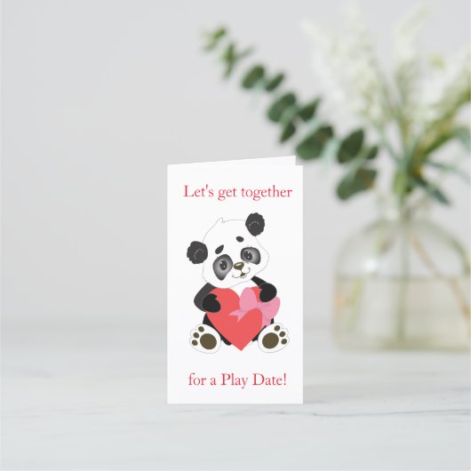 Panda Jouer date maman appeler carte de rendez-vou (Devant)
