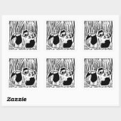 Panda Jouer Stickers Carré, Glossy (Feuille)