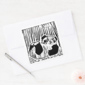Panda Jouer Stickers Carré, Glossy (Enveloppe)