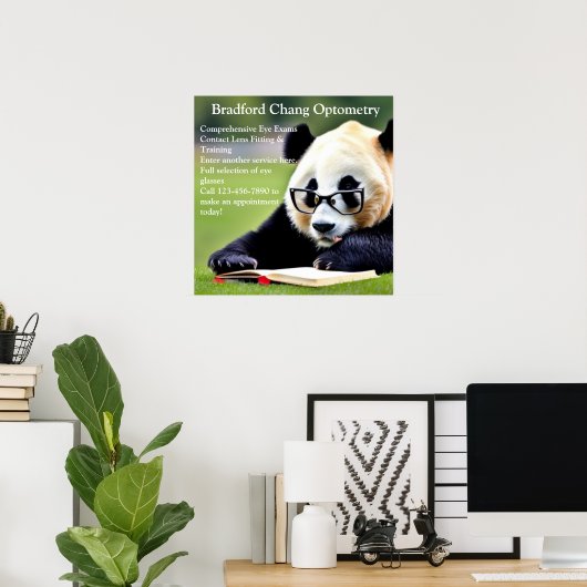 Panda-Kantoor voor leesdoeleinden aanpassen Poster (Thuiskantoor)