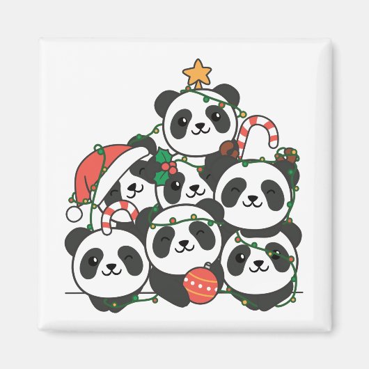 Panda kerstboom Funny Animal Kerstmis Magnet Magneet (Voorkant)