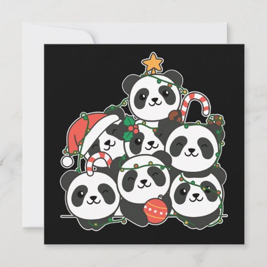 Panda Kerstboom Grappige Dier Kerst Uitnodiging (Voorkant)