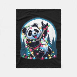 Panda Kerstboom Lights Funny Xmas Panda Lover Fleece Deken