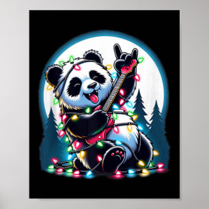 Panda Kerstboom Lights Funny Xmas Panda Lover Poster