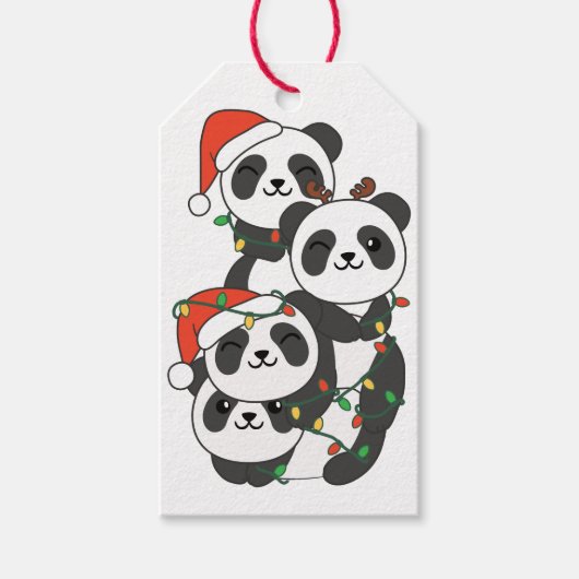 Panda kerstboomdieren Pandas Cadeaulabel (Voorkant)