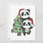 Panda kerstboomdieren Pandas Feestdagenkaart (Voorkant)