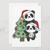 Panda kerstboomdieren Pandas Feestdagenkaart (Voorkant / Achterkant)