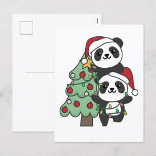 Panda kerstboomdieren Pandas Feestdagenkaart