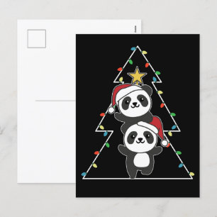 Panda kerstboomdieren Pandas Holi Feestdagenkaart
