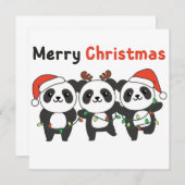 Panda Kerstdieren Pandas Merry Kerstmis Inv Kaart (Voorkant / Achterkant)