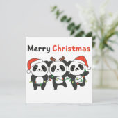 Panda Kerstdieren Pandas Merry Kerstmis Inv Kaart (Staand voorkant)