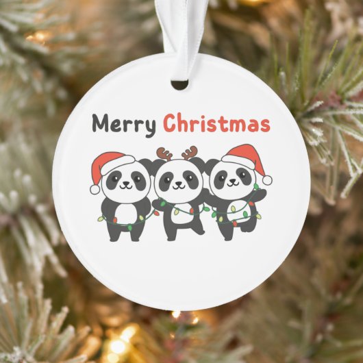 Panda Kerstdieren Pandas Merry Kerstmis Ornament (Boom)