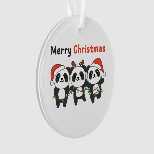 Panda Kerstdieren Pandas Merry Kerstmis Ornament (voorkant)