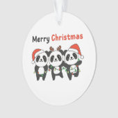 Panda Kerstdieren Pandas Merry Kerstmis Ornament (voorkant)