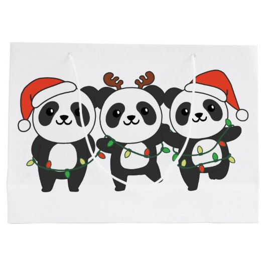 Panda Kerstmis Dieren Pandas Larg Groot Cadeauzakje (Achterkant)