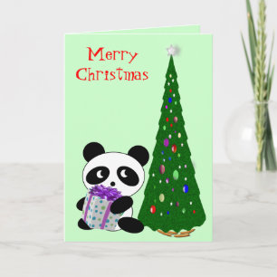 Panda Kerstmis Feestdagen Kaart