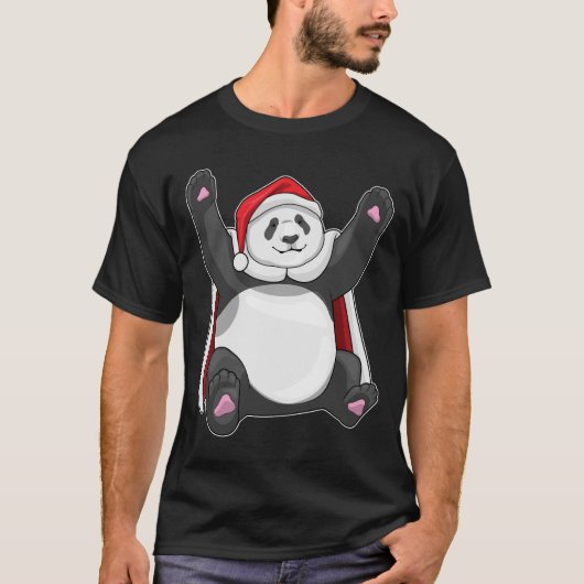 Panda Kerstmis Kerstman hoed T-shirt (Voorkant)