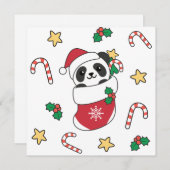 Panda Kerstmis Sneeuw Winter Dieren Pandas Feestdagenkaart (Voorkant / Achterkant)