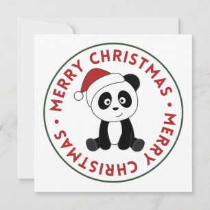 Panda Kerstmis Sneeuw Winter Dieren Pandas Uitnodi Kaart