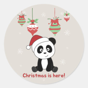 Panda Kerstsneeuwwinterdieren Pandas Classic Ronde Sticker