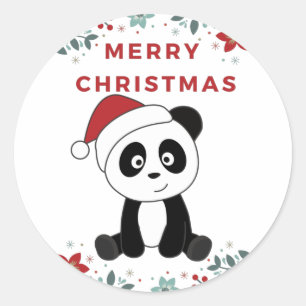 Panda Kerstsneeuwwinterdieren Pandas Classic Ronde Sticker