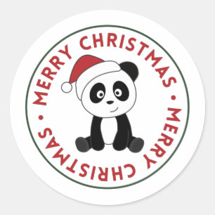 Panda Kerstsneeuwwinterdieren Pandas Classic Ronde Sticker