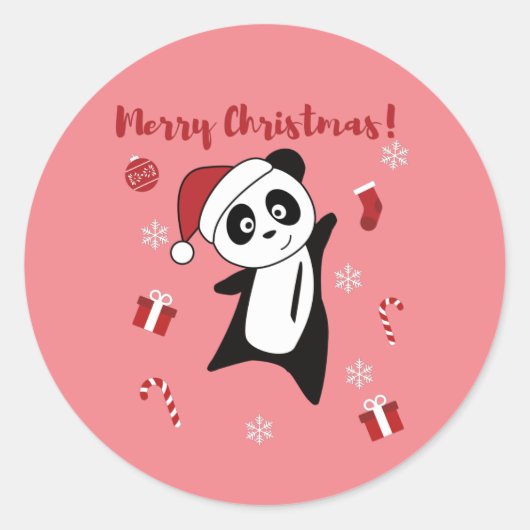 Panda Kerstsneeuwwinterdieren Pandas Classic Ronde Sticker (Voorkant)