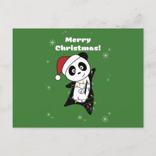 Panda Kerstsneeuwwinterdieren Pandas Postcar Briefkaart