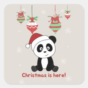 Panda Kerstsneeuwwinterdieren Pandas Square Vierkante Sticker