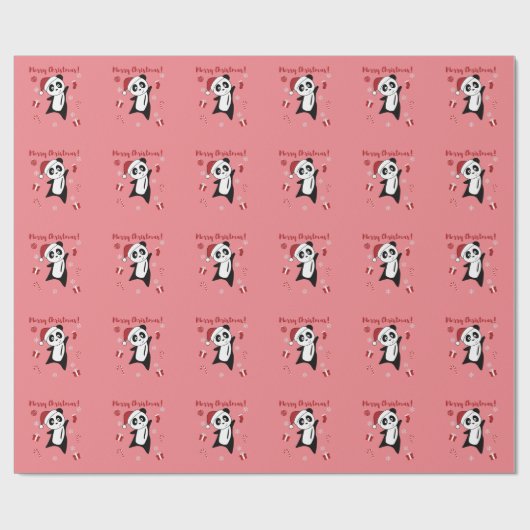 Panda Kerstsneeuwwinterdieren Pandas Wrappin Cadeaupapier (Vlak)