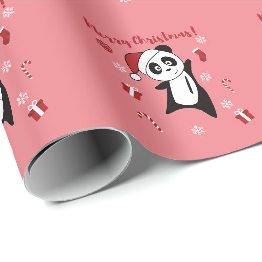 Panda Kerstsneeuwwinterdieren Pandas Wrappin Cadeaupapier (Rol Hoek)