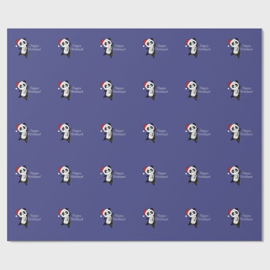 Panda Kerstsneeuwwinterdieren Pandas Wrappin Cadeaupapier (Vlak)