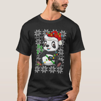 Panda Kerstverlichting Rendier Santa Hoed Panda Ug T-shirt