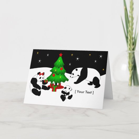 Panda-kerstWenskaart Feestdagen Kaart (Voorkant)