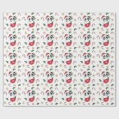 Panda Kerstwinter Cadeaupapier (Vlak)