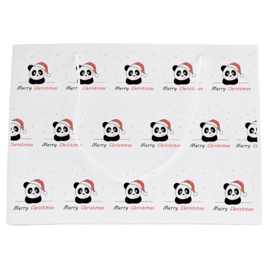 Panda Kerstwinter Groot Cadeauzakje (Voorkant)