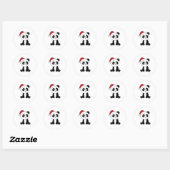 Panda Kerstwinter Ronde Sticker (Vel)