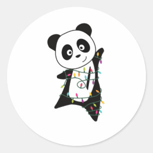 Panda Kerstwinter Ronde Sticker